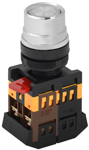 IEK Кнопка ABLF-22 прозрачный d22мм неон/240В 1з+1р