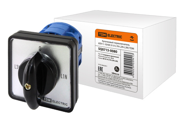 TDM Переключатель вольтметра КПУ11-10/68 (V: 0-L1N-L2N-L3N) SQ0715-0080