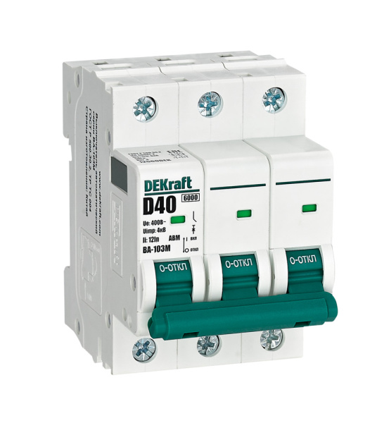 Dekraft Автоматический выключатель 3P 40А х-ка D 6кА ВА-103M 12560DEK