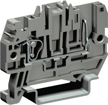 DKC Пружинная проходная клемма со штыревым контактом. Серая. 2,5 кв. мм.