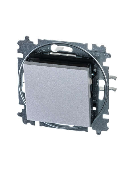 ABB EPJ Levit серебро / дымчатый чёрный Выключатель кнопочный 1-клавишный 2CHH599145A6070