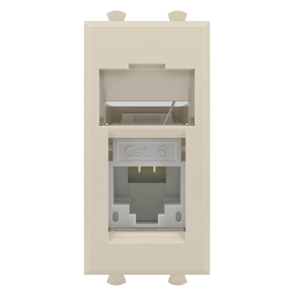Купить DKC Компьютерная розетка RJ-45 модульная, кат.6, "Avanti", "Ванильная дымка", 1 модуль