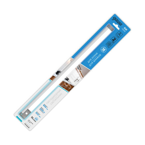 Gauss Светильник сенсорный модель E 6W 600lm 4000K 170-260V 500mm PIR 9024531206 Gauss Светильник сенсорный модель E 6W 600lm 4000K 170-260V 500mm PIR 9024531206