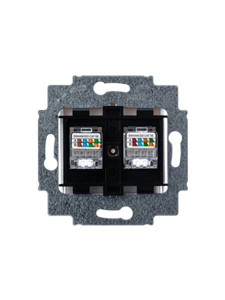 Купить ABB EPJ Levit белый / белый Розетка компьютерная, 2хRJ45 кат,5e, белый 2CHH295118A6003