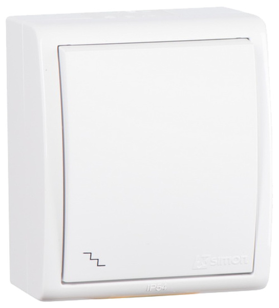 Simon 15 Aqua Белый Переключатель 1-клавишный наружный, IP54 1594201-030