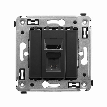 DKC Телефонная розетка RJ-12 в стену одинарная, "Avanti", "Черный матовый"