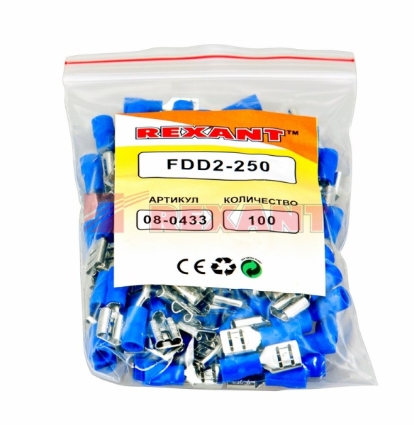 Купить Клемма плоская изолированная гнездо - 7.4мм 1.5-2.5мм² (РПи-м 2.5-(6.3) / РПИм 2-250) Rexant 08-0433