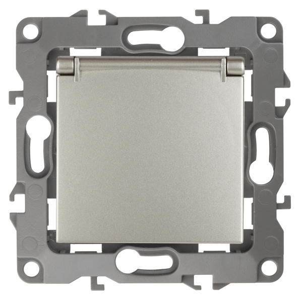 ЭРА 12-2103-15 Розетка 2P+E Schuko со шторками с крышкой, 16A-250В, IP20, 12, Перламутр