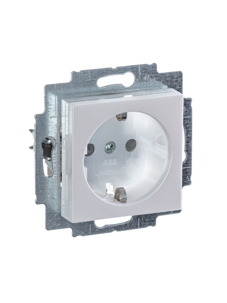 Купить ABB EPJ Levit жемчуг / ледяной Розетка с заземлением со шторками 2CHH203457A6068