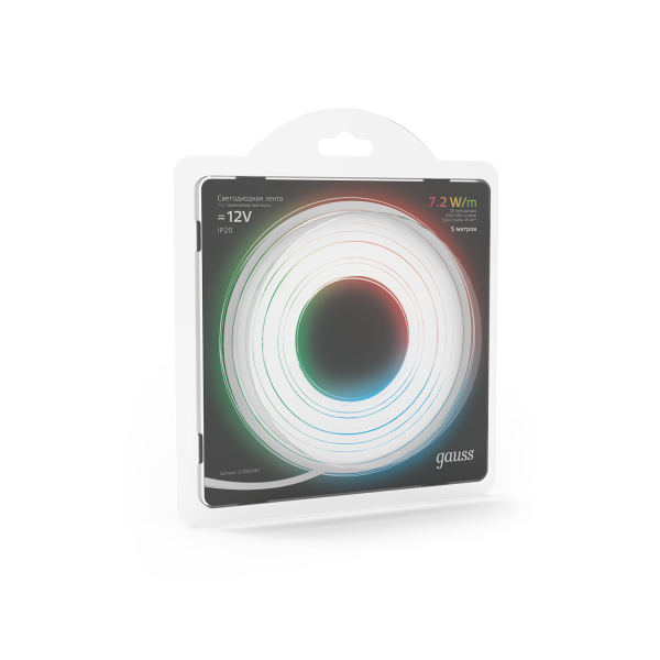 Купить Gauss Лента LED 5050-SMD 7.2W 12V DC RGB (блистер 5м) 312000407