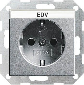 Gira Розетка с з/к, с затвором (shutter) и символом  и полем для надписи 046226