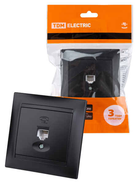 TDM Розетка телефонная RJ11 графит "Лама" SQ1815-0615