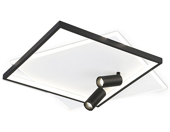 Ambrella Светильник светодиодный настенно-потолочный с пультом FL5138/2+2 WH/BK белый/черный 77W 3000K/4200K/6400K+4200K 505*493*130 (ПДУ ИК)