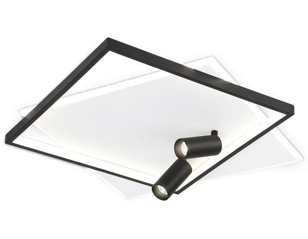 Ambrella Светильник светодиодный настенно-потолочный с пультом FL5138/2+2 WH/BK белый/черный 77W 3000K/4200K/6400K+4200K 505*493*130 (ПДУ ИК)