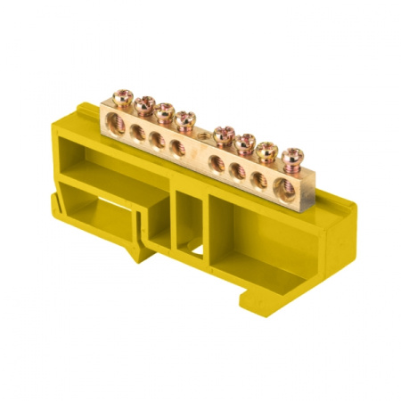 EKF PROxima Шина "0" N (6х9мм) 8 отверстий латунь желтый изолятор на DIN-рейку розничный стикер sn0-63-08-dz-r