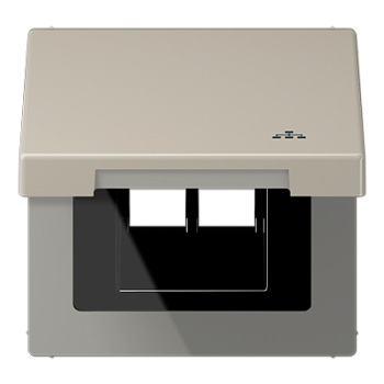 JUNG Накладка и крышка для двойных UAE розеток с символом "сеть" металл нержавеющая сталь ES2990KLLAN