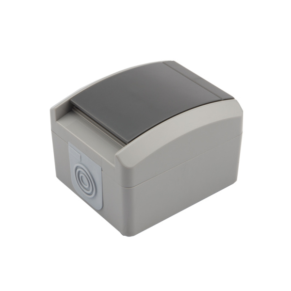 Kranz Розетка одноместная INDUSTRIAL IP54 с заземлением, о/у серая KR-78-0611