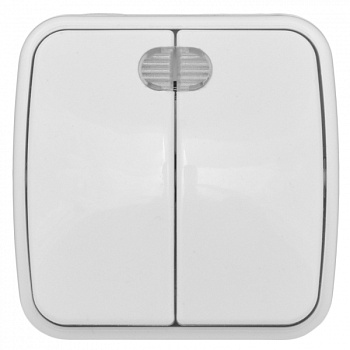 EKF Basic Минск Белый Выключатель 2-кл с индикатором, 10А, ОП