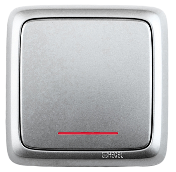 Hegel Альфа наруж Серебро ВА10-114-06 Выключатель 1-клавишный с индикацией, с изол. пластиной