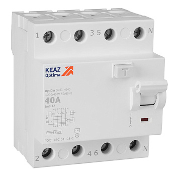 ВДТ без защиты от сверхтоков OptiDin DM63-4340-AC-4,5-УХЛ4 (4P, 40, 100mA)