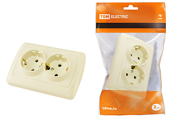 TDM Розетка двойная 2П+3 16А 250В сл. кость "Онега" SQ1805-0047