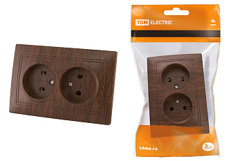 TDM Розетка двойная 2П 10А 250В "ЭКО" (бук) "Таймыр" SQ1814-0313