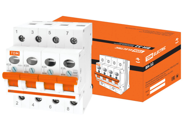 TDM Выключатель нагрузки (мини-рубильник) ВН-32 4P 63A SQ0211-0037