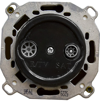 BIRONI Шедель Пластик Черный Розетка R/TV-SAT проходная (скрытый монтаж) B3-304-23