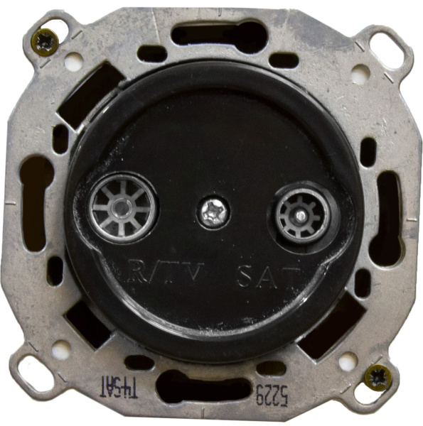 BIRONI Шедель Пластик Черный Розетка R/TV-SAT проходная (скрытый монтаж) B3-304-23