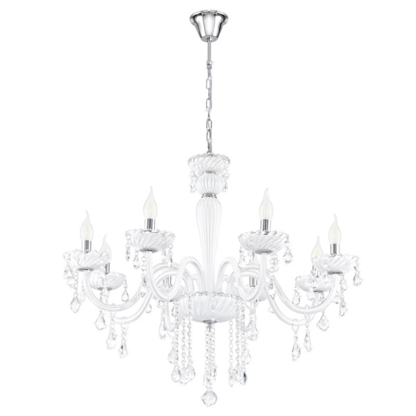 Eglo Люстра CARPENTO, 8х40W (Е14), ?700, H1300, стекло/белый 39114