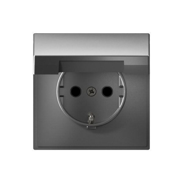 Systeme Electric ArtGallery Сталь Розетка с заземл. со шторк. с крышкой, 16А, IP20, механизм