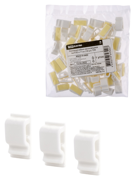 TDM Клипса для кабеля самоклеящаяся тип R 8,5х17 мм (100шт) SQ0516-0402