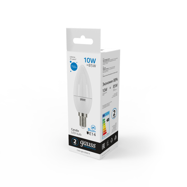 Купить Gauss Лампа Elementary Свеча 10W 750lm 6500K Е14 LED 33130