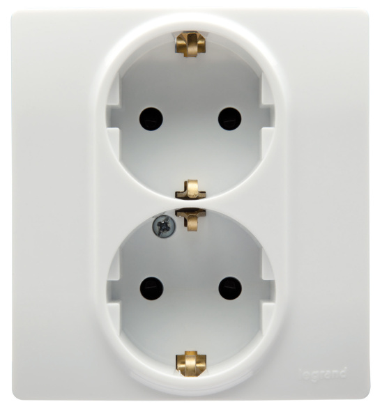 Купить Legrand Etika Белый Двойная розетка с/з, винтовые клеммы 672223