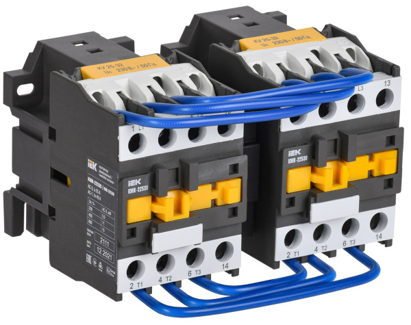 IEK Контактор КМИ-22530 реверс 25А 230В/АС3 2НО