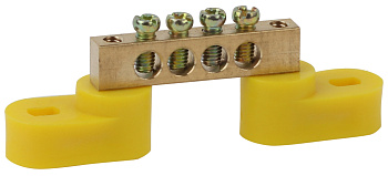 ЭРА NO-222-107-1 Желтый  Шина PE "земля" на двух угловых изоляторах ШНИ-6х9-4-У2