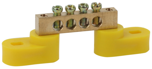 ЭРА NO-222-107-1 Желтый  Шина PE "земля" на двух угловых изоляторах ШНИ-6х9-4-У2