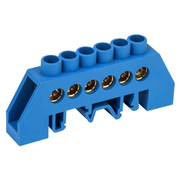 Шина «N» нулевая в комбинированном синем изоляторе на DIN-рейку 8x12 мм 6 групп Rexant 11-2312