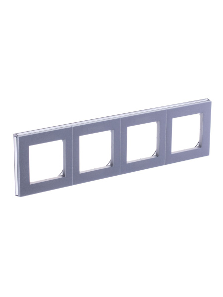 Купить ABB EPJ Levit серебро / дымчатый чёрный Рамка 4 поста 2CHH015040A6070