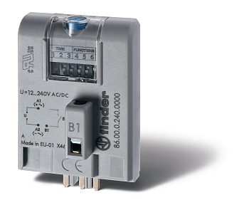 Finder Таймерный модуль мультифункциональный (AI,DI,SW,BE,CE,DE,EE,FE); для применения с реле, монтаж в розетку; питание 12...240В AC/DC; регулировка 860002400000PAS