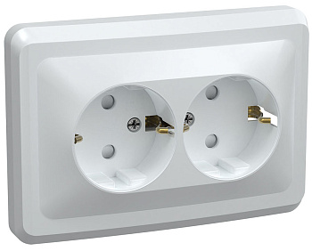 IEK VEGA РС12-3-ВБ Розетка 2местн. с з/к без защ.штор. 16А ВЕГА (белый)