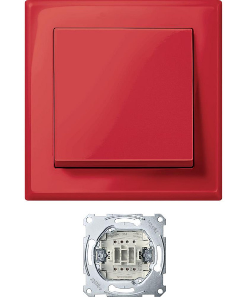 Купить SE Merten SM M-Smart Jumbo Красный Гигант Переключатель 1-клавишный, в сборе 161х161х32 MTN3341-1406