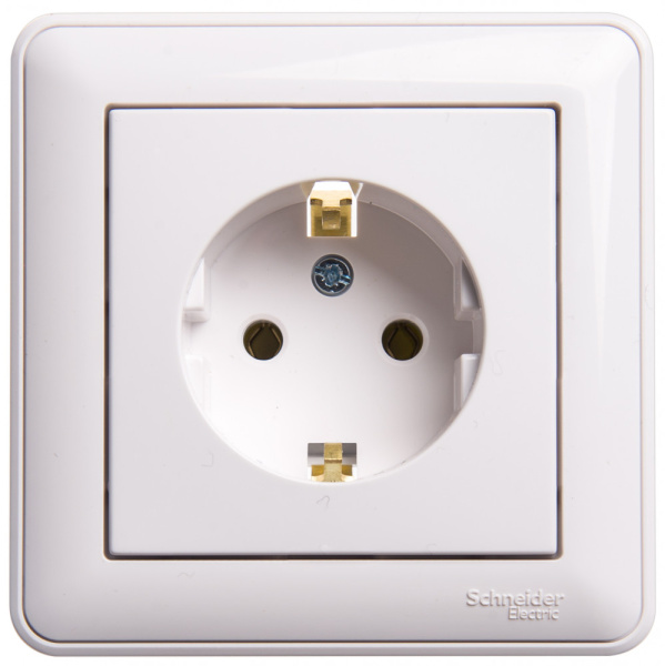 Systeme Electric Wessen 59 Бел Розетка с/з без шторок, 16А, (в сборе)