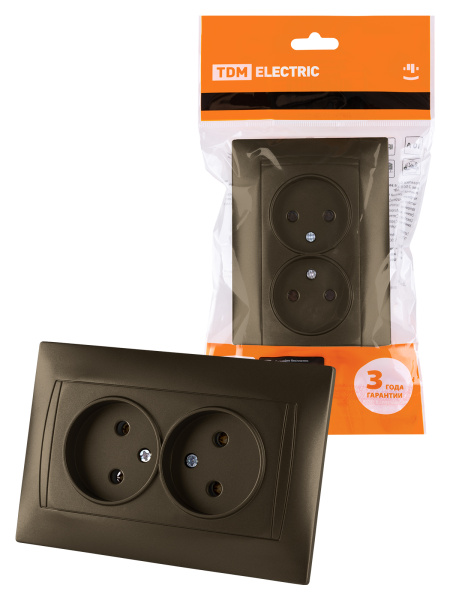 TDM Розетка двойная 2П 10А 250В  бронза "Лама" SQ1815-0724