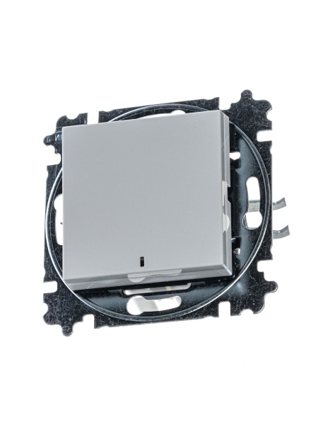 ABB EPJ Levit серый / белый Переключатель 1-кл, с ориент, подсветкой 2CHH590646A6016