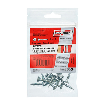 Tech-Krep Саморез ШУц 5,0х25 пот. гол. (14 шт) - пакет 102444