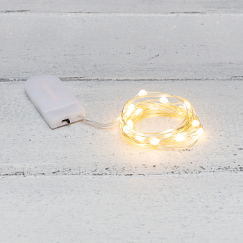 NEON-NIGHT Гирлянда «Роса» с крупными каплями 2 м, 20 LED, теплое белое свечение, 2хCR2032 в комплекте 302-006