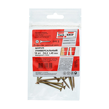 Tech-Krep Саморез ШУж 4,0х45 пот. гол. (14 шт) - пакет 102494