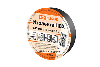 TDM Изолента ПВХ 0,13*15мм Черная 10м SQ0526-0026