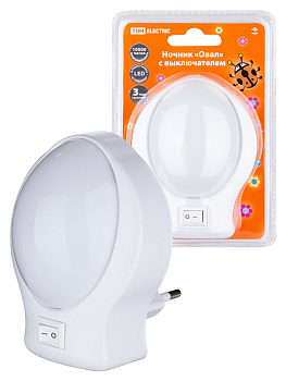 TDM Ночник "Овал" с выключателем, белый, 0,5 Вт, 220 В SQ0357-0013